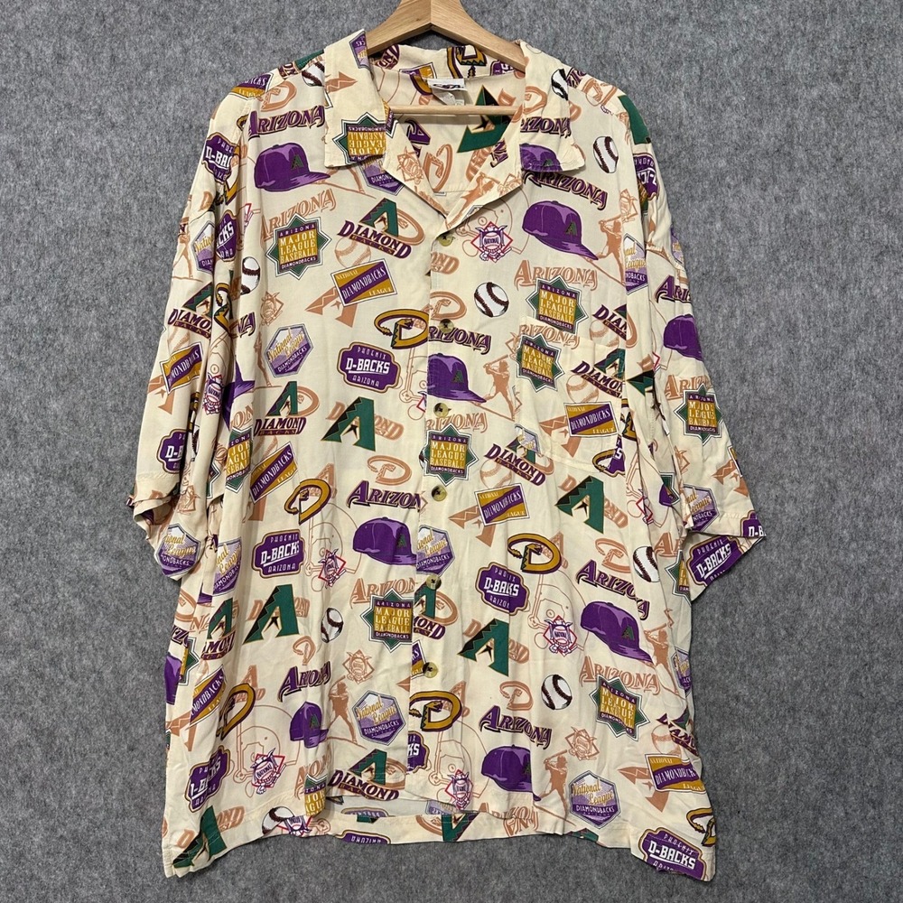 Vintage‎ CSA Arizona Diamondbacks MLB Rayon Button Up Shirt Mens 3XL Cream